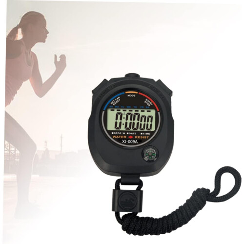 Professional Multi-Function Digital Sport Stopwatch Timer, Schwarz, 1/100 Second Split Timing With Date Time Alarm, Ergonomically Designed For Comfort 2