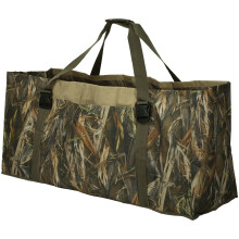 Duck Hunting Decoy Bag Camouflage Print 12 Slots Foldable Lightweight Durable Fabric Effortless Carrying Quick Drain Mesh Bottom Spacious Front