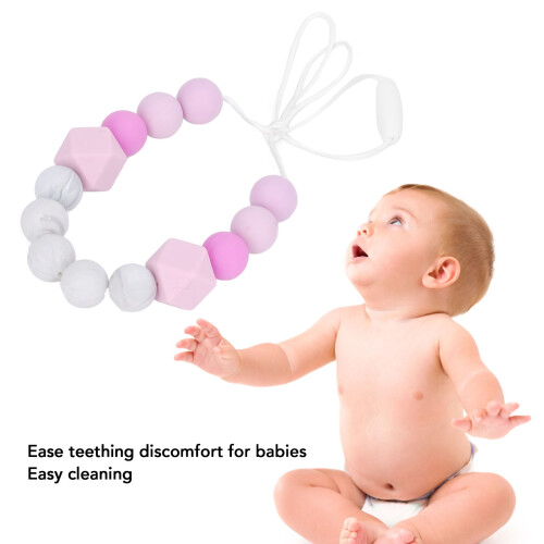 Lila Silikon-Perlen-Beißkette für Babys 2
