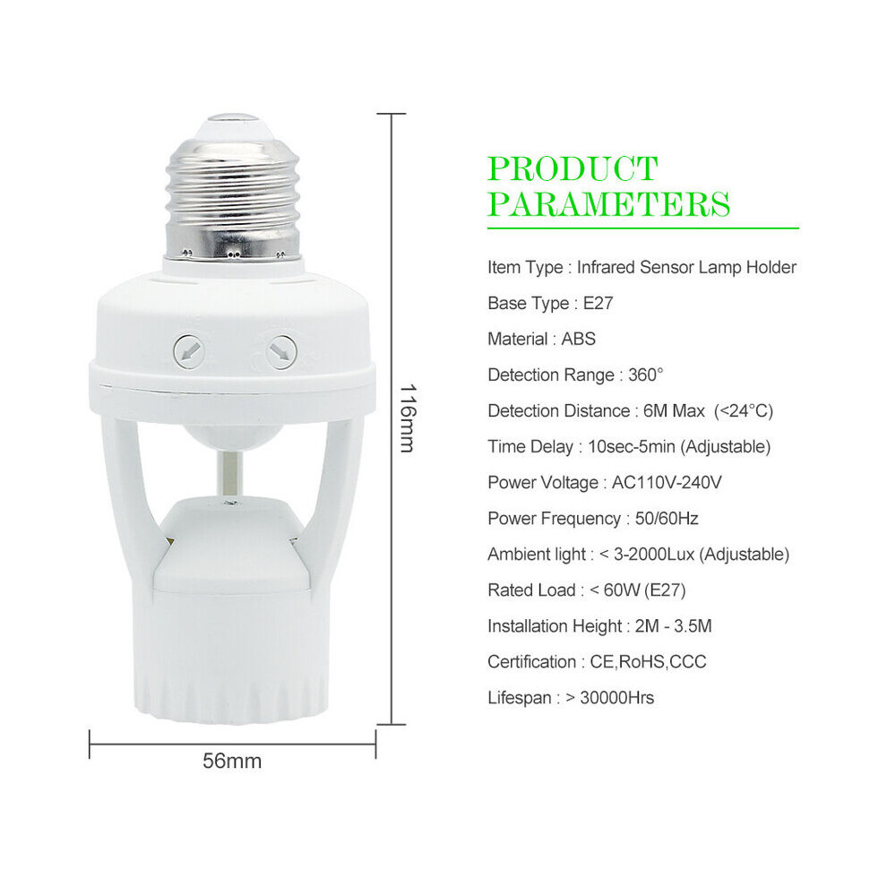 Motion Sensor Light Socket, Infrared Sensor Light For Stairwell Basements Hallway, Flexible Motion Solutions With High Sensitivity And Adjustable 9169997246073