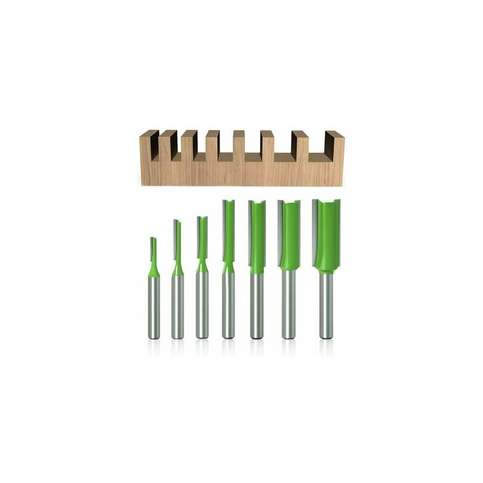 Straight Cut Carbide Tipped Router Bit Collection, Anti-Kickback Design Ensures Safety & Precision, 7Pcs Industrial Grade Double Flute For 9405630374667