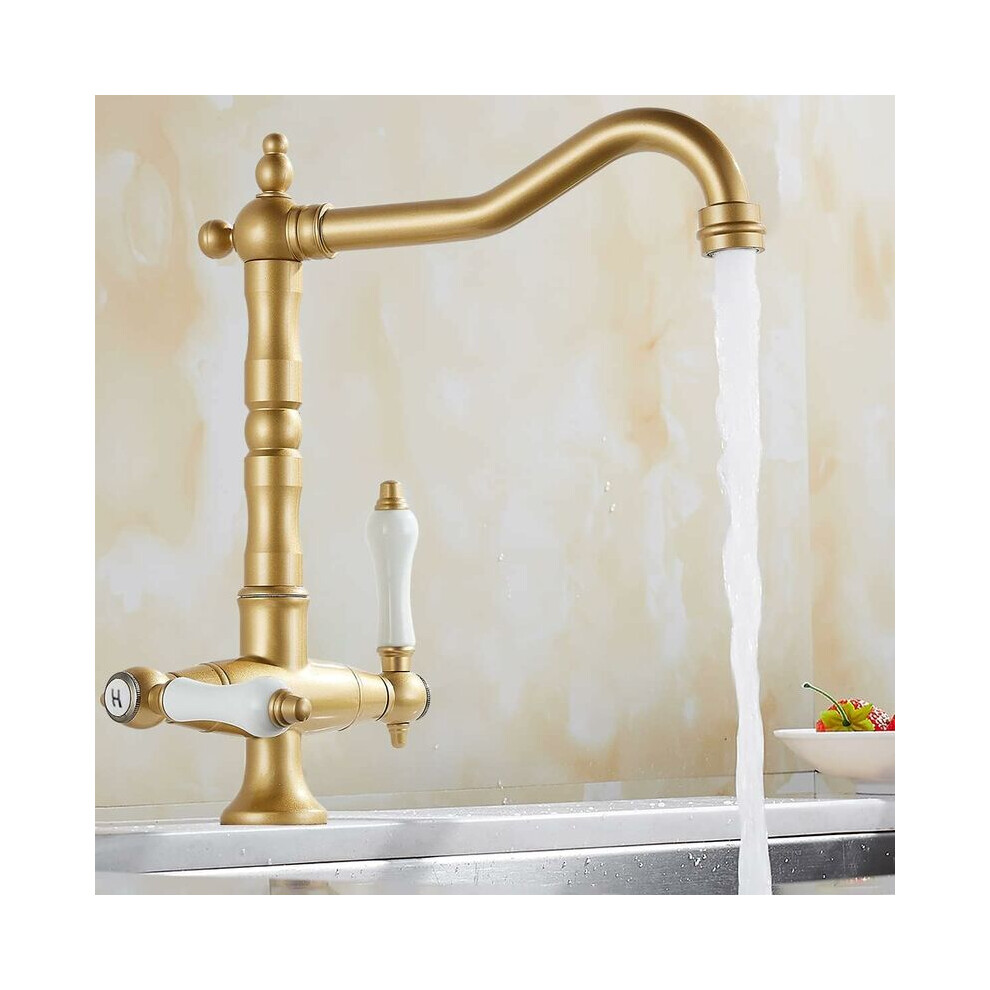 Antique Brass Kitchen Faucet, Lead-Free Construction, Honeycomb Bubbler Ensures Smooth Water Flow And Water Conservation For Kitchen Or Bathroom 9340959630479