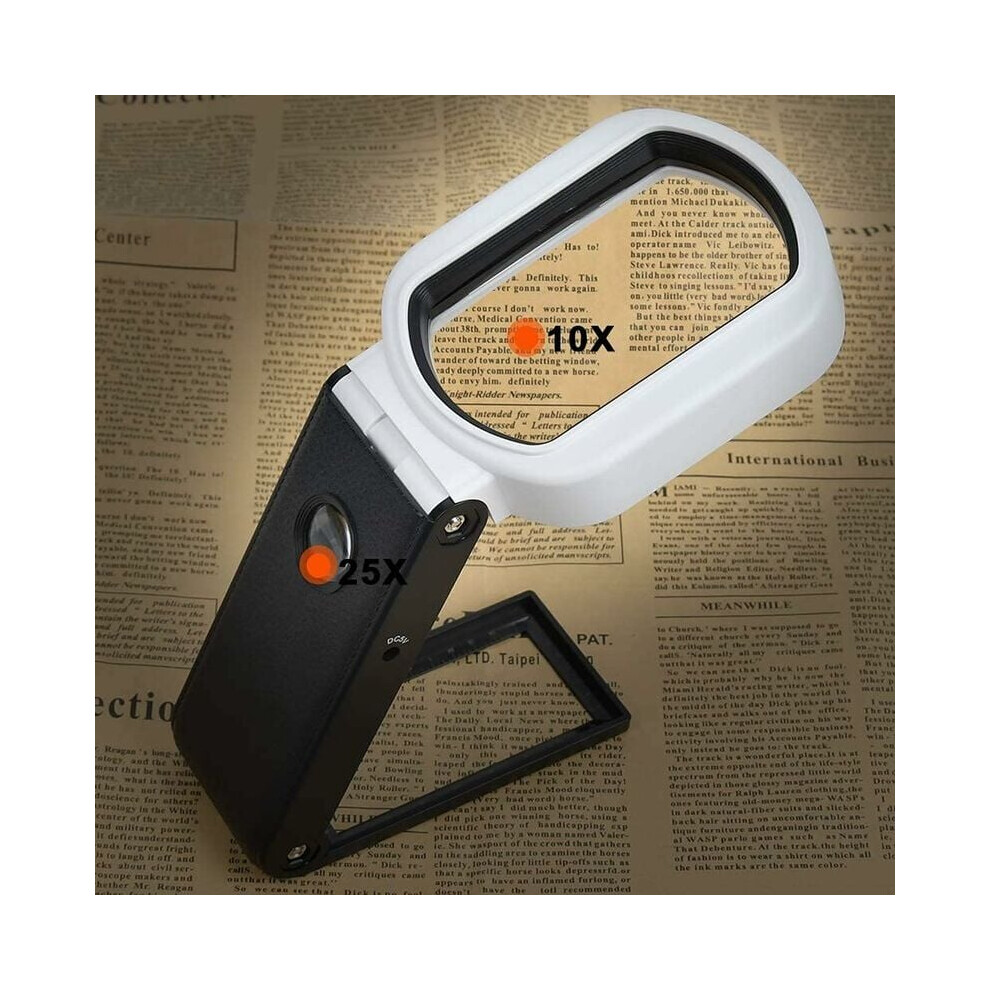 Innovative Led Illuminated Magnifier, 5X 25X Magnifying Glass for Precise Work and Reading, Foldable Design with 3 LED Modes for Seniors and Craft
