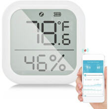 Digitale hygrometer en thermometer, indicator voor een comfortabel binnenklimaat thuis en op kantoor, eenvoudig ontwerp, preventie van