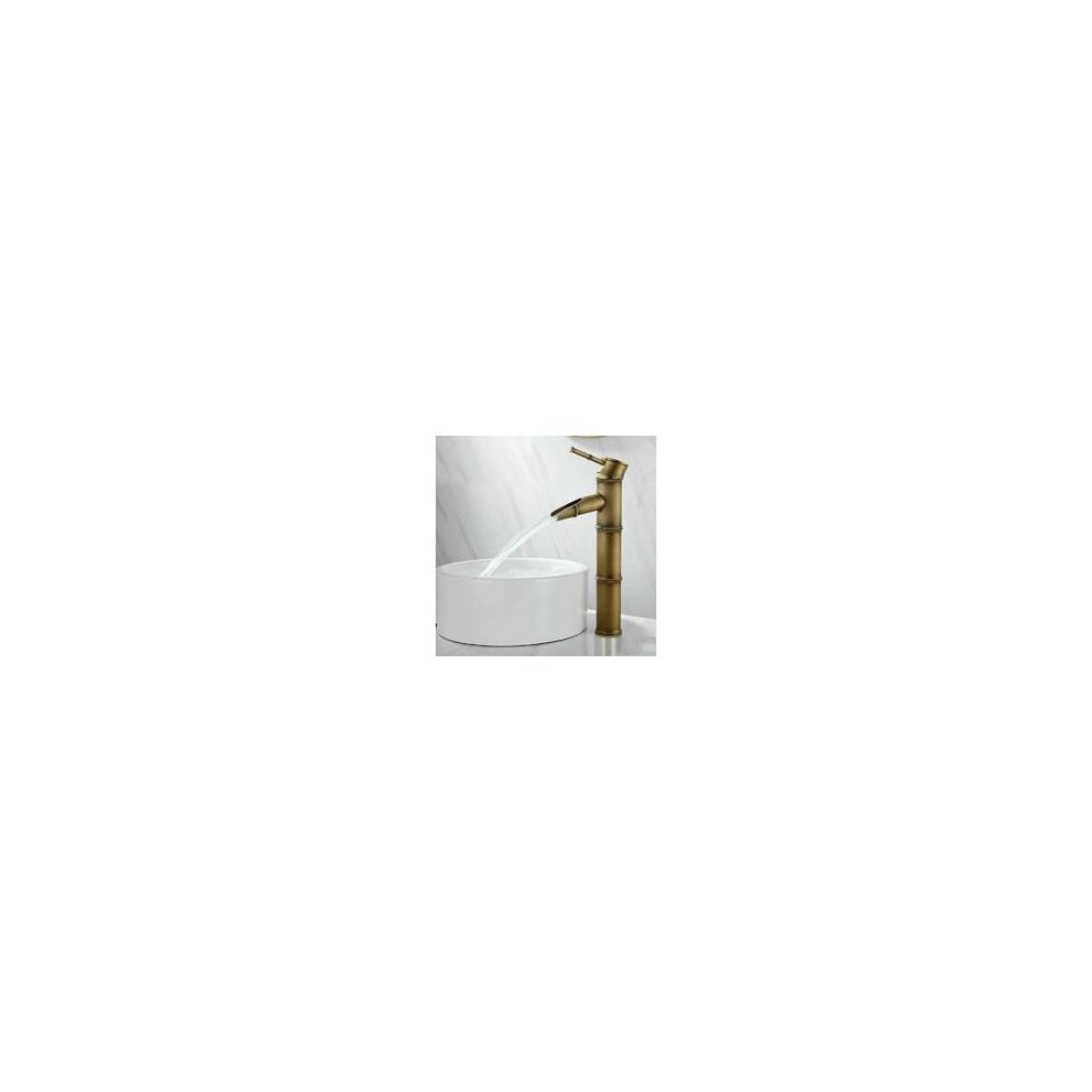 Bamboo Bionic Antique Copper Bathroom Faucet, Hot And Cold Water Basin Mixer Tap With Advanced Filtration For Smooth Outflow, Single Hole Deck Mount 9169997246493