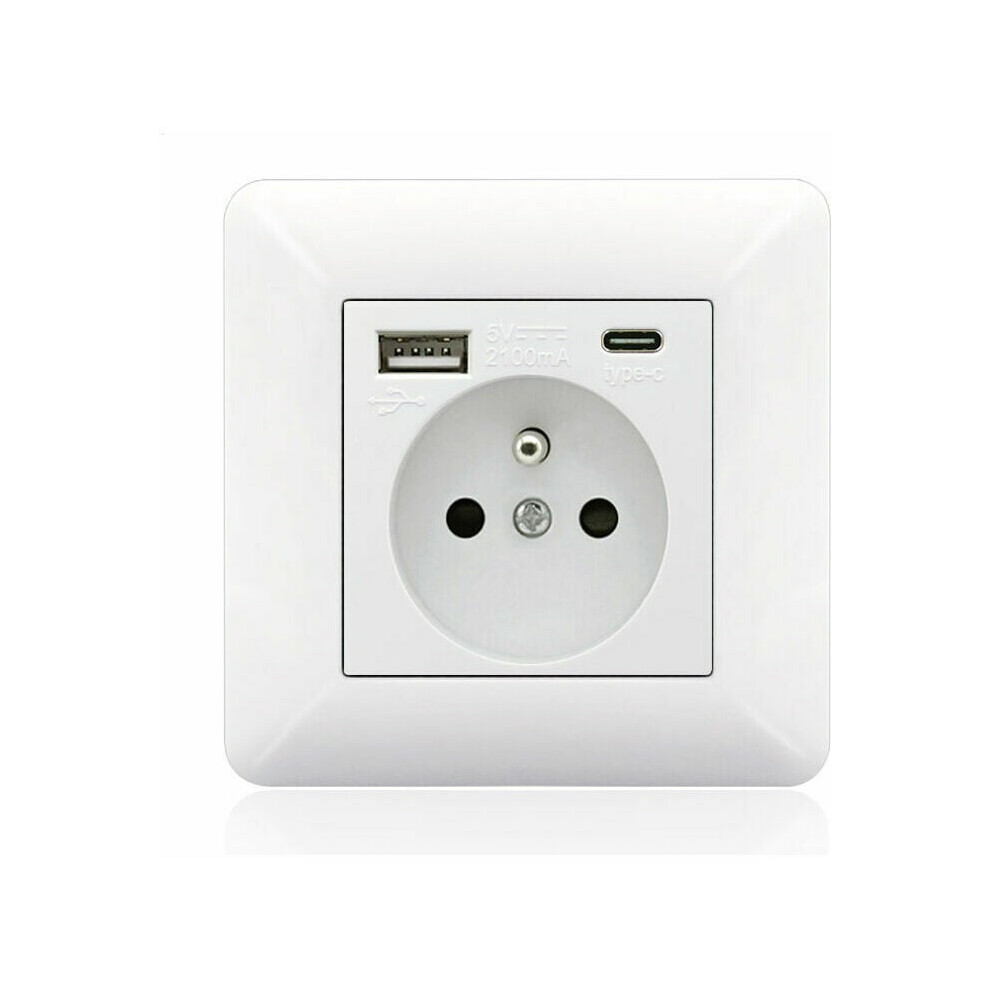 Input Ac 250V Wall Outlet, White Wall Mount Box, Safety Wall Outlet With 2X Usb For Efficient Power Distribution In Hotels, Hospitals, And Factories 9423501872319