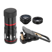 High Power Phone Camera Lens Kit, 10X Zoom Telescope Macro Fisheye Wide Angle Lens Set with Flexible Phone Clamp Anti Shake Design for Outdoor Use and
