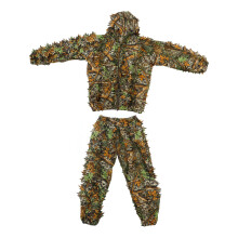 Leaf Camouflage Hunting Suit, 3D Camouflage Lightweight Breathable Ghillie Suit with Zipper Design Elastic Waist for Paintball Surveillance Movie Sets