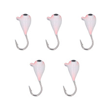 Set di 5 ganci per pesca nel ghiaccio, jig in acciaio ad alto tenore di carbonio da 4 mm per persico