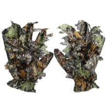 Pongee 3D Leaf Camo Full Finger Gloves for Hunting Non-Slip Design