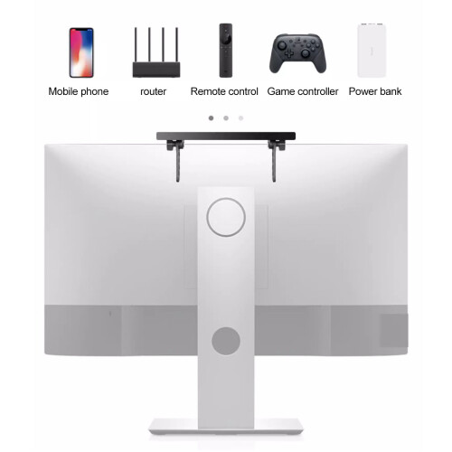 Multifunctional Screen Top Shelf For Computer Monitor/Flat Screen Tv, Wall-Mounted Adjustable Angle Settings With Non-Slip Platform And Stringing 2