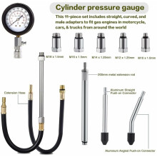 Kit de testeur de compression moteur, manomètre robuste et durable pour cylindre de moteur essence, outil automobile pour moto, voiture et camion,