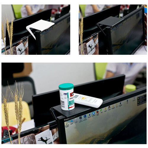 Multifunctional Screen Top Shelf For Computer Monitor/Flat Screen Tv, Wall-Mounted Adjustable Angle Settings With Non-Slip Platform And Stringing 1