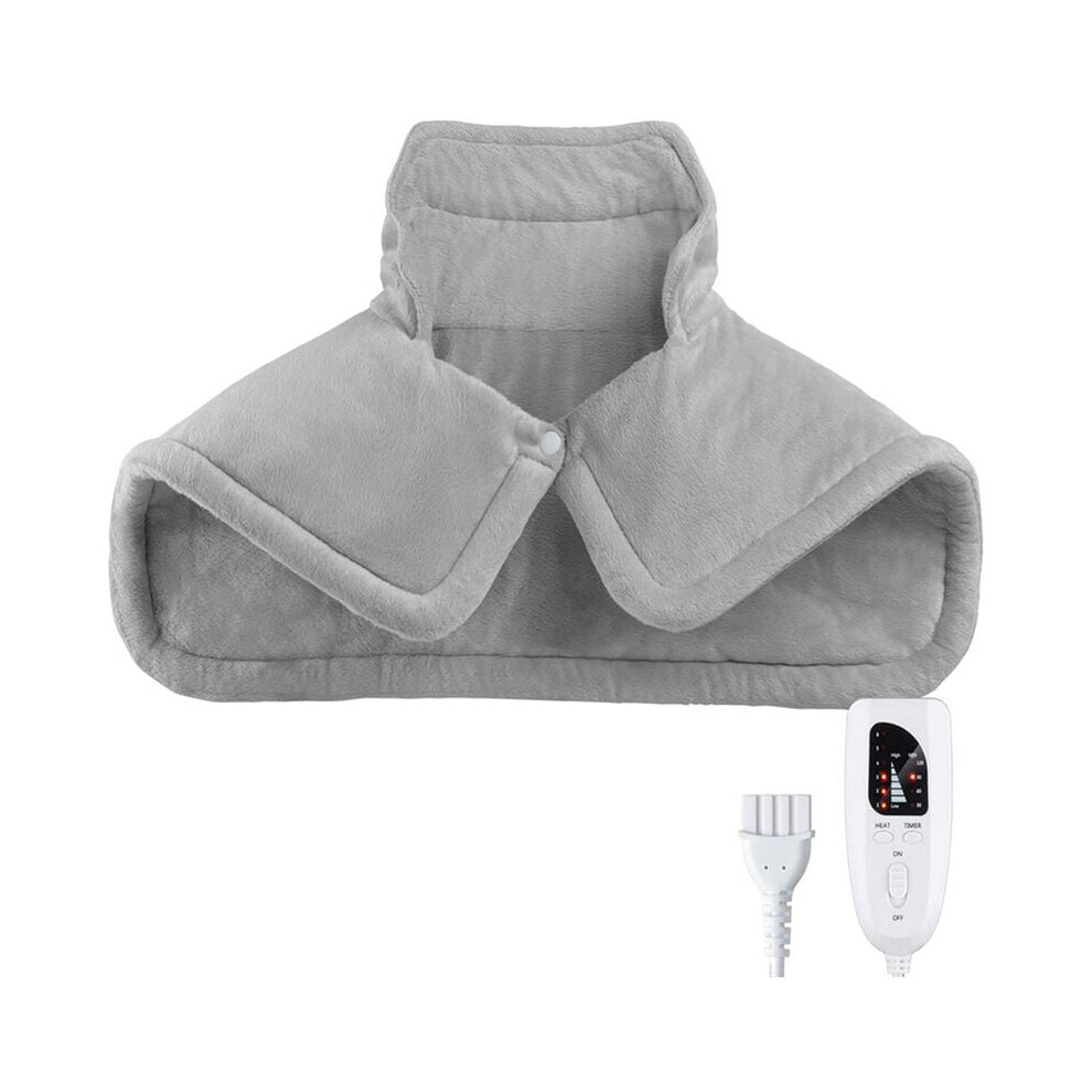 Extra Large Heated Wrap for Neck and Shoulder, Moist Heat Option Luxury Wool with 90-Minute Timer, Auto Shut Off for Comprehensive Relief