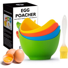 Non Stick Egg Boiler Mold for Microwave Or Stovetop, Breakfast Sandwich Cooker with Ring Standers, Silicone Egg Poach Cup, BPA Free Egg Cooking Cups,