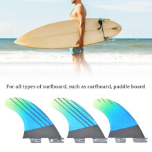 Fiberglass G5 Blue Green Gradient Surfboard Fin Set, Flexible, 3pcs