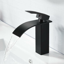 Matte Black Bathroom Revolution, Tall Bathroom Faucet With Waterfall Spout, Easy-to-use Single Handle Mixer Tap Made Of High Quality Material For Hot