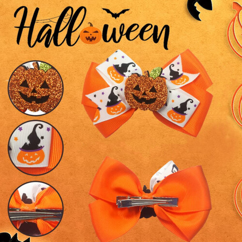 Αξεσουάρ Μαλλιών για Halloween, Σετ 3 Τεμαχίων με Μοτίβα Κολοκύθας, Νυχτερίδας, 2