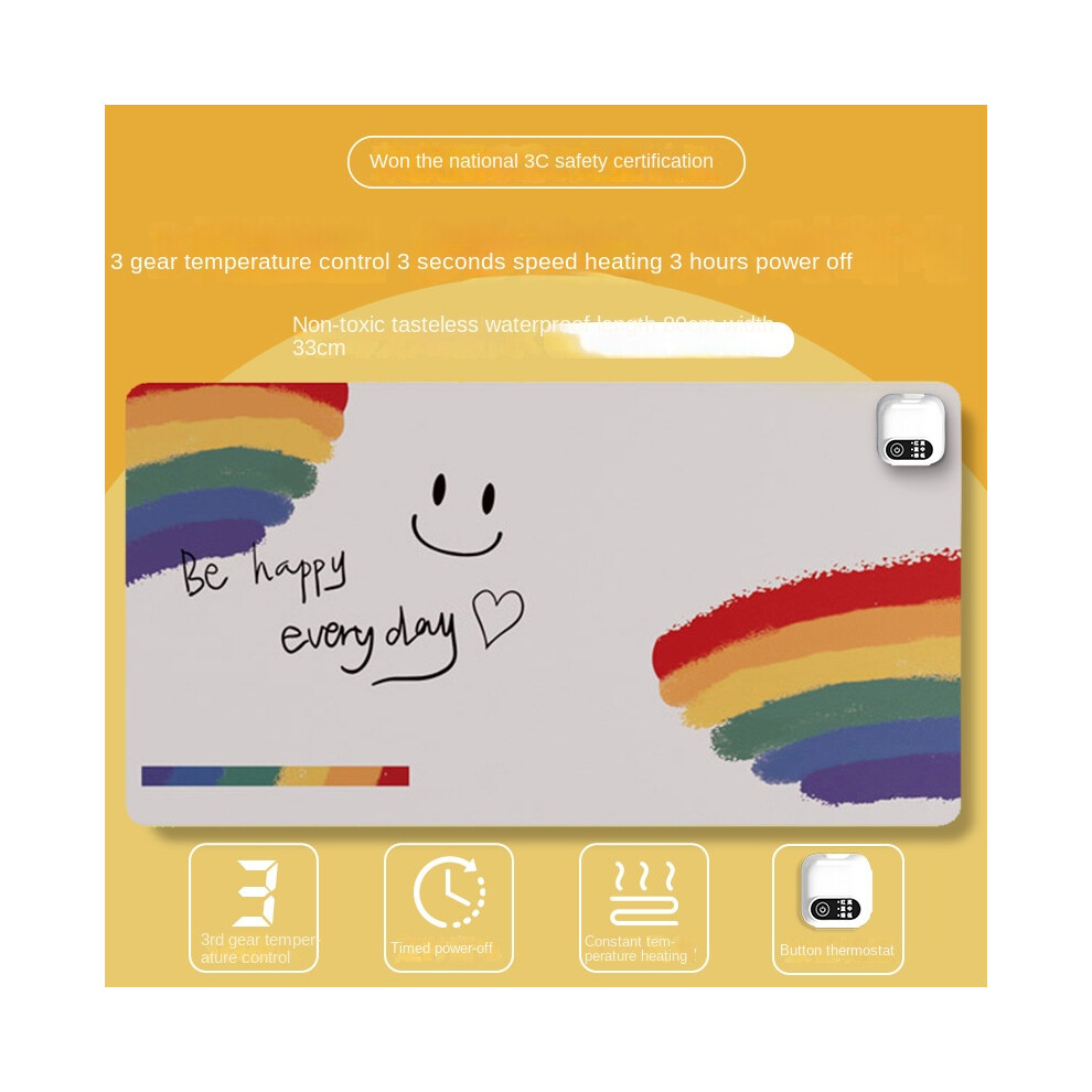 (Timing 80*33, Large Rainbow Smiley Face) Desktop Waterproof Heating Pad 8581700490169