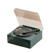 Retro Vinyl Wireless Speaker Clock Small Record Player Portable High-Quality Audio Home Stereo Green