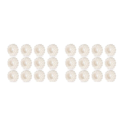 Ensemble de 24 Ronds de Serviette, Décoration de Table de Boucle de Serviette de Mariage en Perles Blanches
