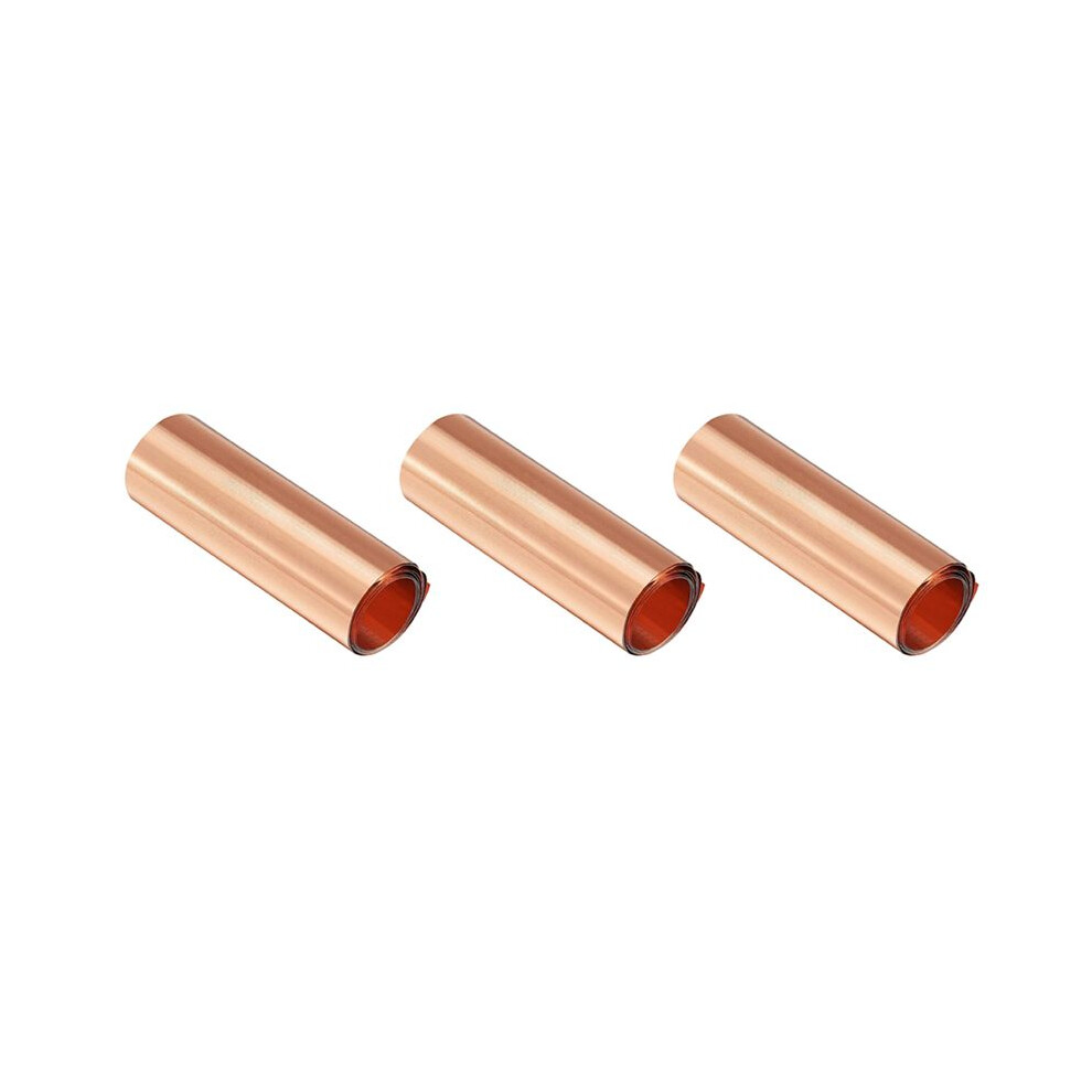 3X Copper Sheet Roll, Metal Foil Plate 1000mm x 100mm x 0.03mm