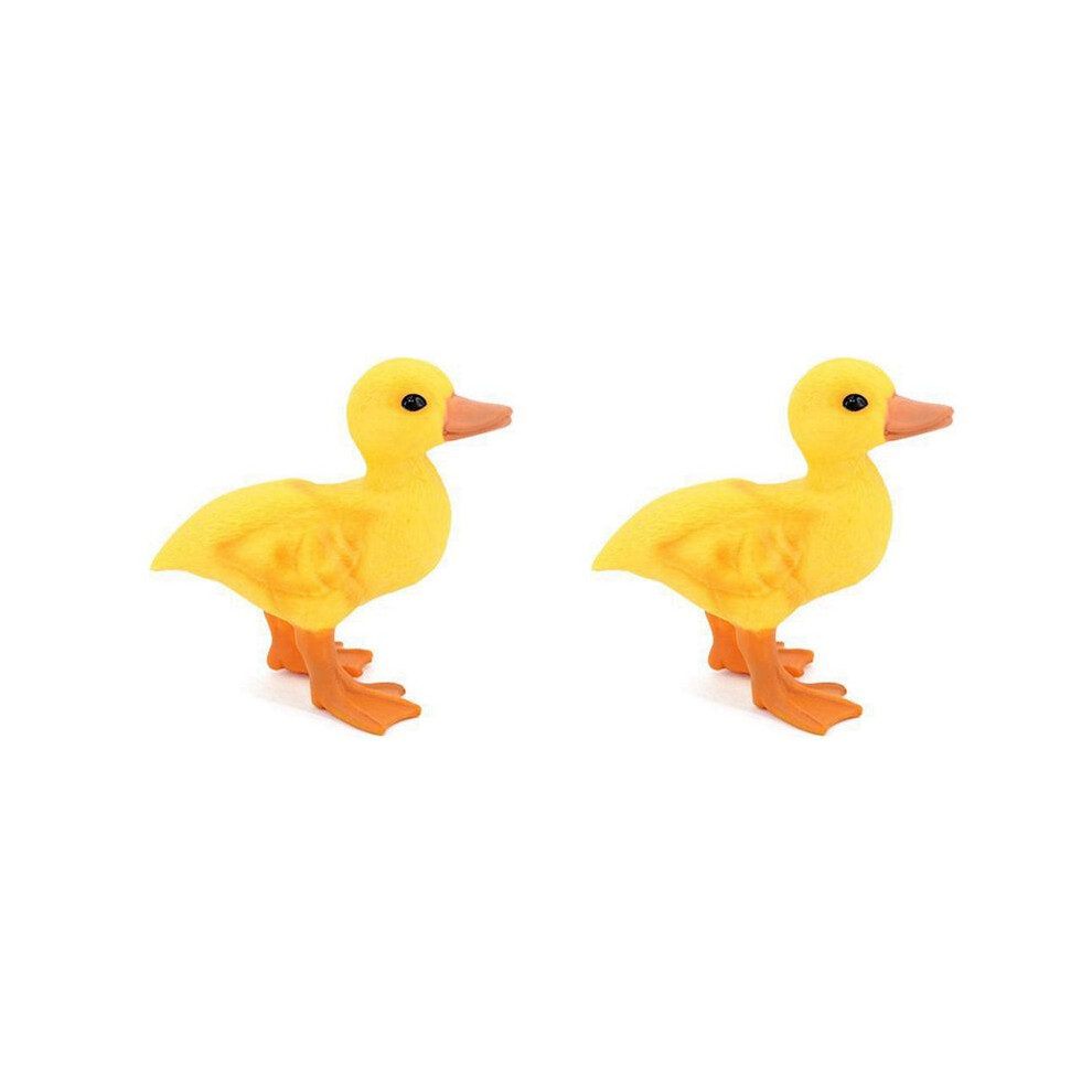 Typecat Yellow 2X Farm Ducks Realistic Animal Figurines Duckling Little Duck Animal Figures For Children's Party Favors Toys