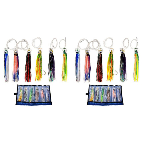 2 Conjunto de 12 Peças de 6,5 Polegadas Iscas de Saia de Pesca de Atum Marlin Iscas de Pesca de Polvo de  Porte Iscas de Pesca de  Oceânico