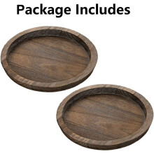 6Pcs Rustic Wooden Tray Candle Holder - Small Decorative Plate Pillar Candle Tray Wood for Farmhouse Dining Table