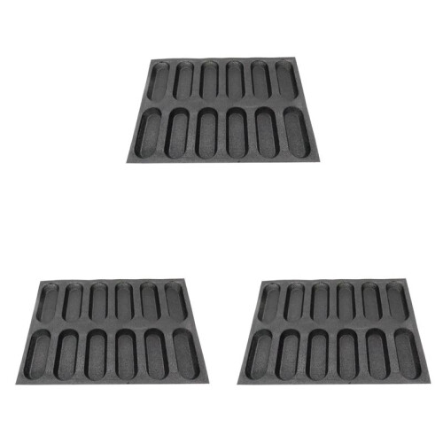 3X 12-Håls Silikonbaguette Pan-Non-Stick Perforerade Franska Brödformar, Varmkorvformar, Bakfoder Mat Brödform