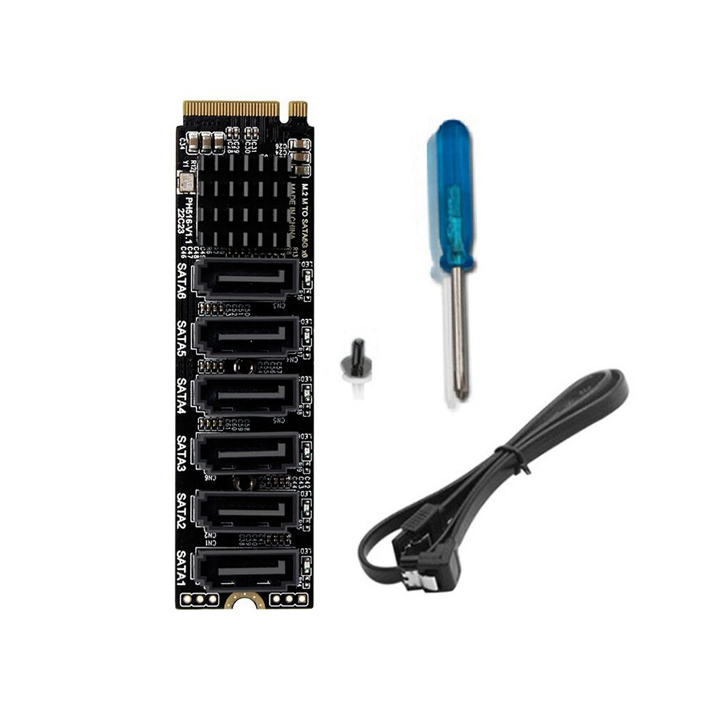 4X M.2 Mkey Pci-E Riser Card M.2 Nvme To Sata3.0 Pcie To 6Gpbsx6-Port Expansion Card Asm1166 Support Pm Function 4712923682848