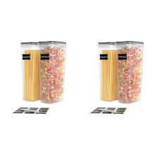 Airtight Tall Food Storage Container Set, 4Pcs 2.8L Spaghetti Containers for Pantry Organization and Storage