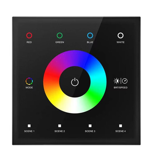 Wall  Dimmer LED Controller Wall- Mounted Touch Panel  for DC12V-24V RGBWW LED Strip Lighting Black