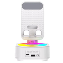 Nieuwe -Luidspreker, Telefoonstandaard, Spraakoplader, LED-Kleurenmuziekdoos, Desktopluidsprekers, Wit