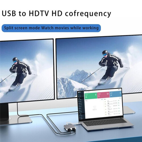 Adaptateur USB 3.0 Vers Double , Convertisseur USB Vers Double  pour Écran Identique. 2