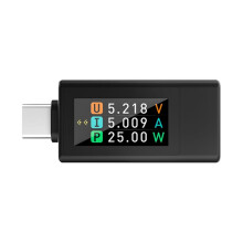 KWS-1902L Type-C Current Voltage Monitor 4-30V 0-8A Color Display Amp Volt Ammeter Detector Power Off Storage Black