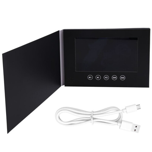 7 Inches Hard Cover Video Brochure with IPS Screen 256mb Memory 5 Buttons