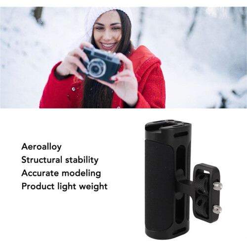 and Down Adjustable Left Right Handle Handgrip for Camera Cage Side Handle Grip with 1/4 Screw and Cold Shoe Mount 1