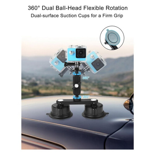 Suction Cup Mount for ,Camera Car Mount  Car Window, Windshield 360 Rotation Double Suction Cup Mount 2
