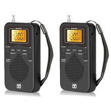 2X Portable Radio AM FM Weather Radio Pocket Radio LCD Screen Digital Alarm Clock Radio Player