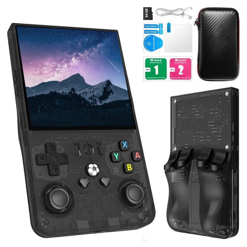 R36MAX Retro Game Console 128GB 4.0 Inch IPS Screen for Linux System Portable Handheld Video PlayerPreloaded Games A 1