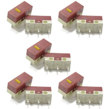 10 Stuks voor HUANO Muis Microschakelaar 3-Pins 20M Klikken Muizen Micro-Mute Knop Microschakelaar Set Gele Stip