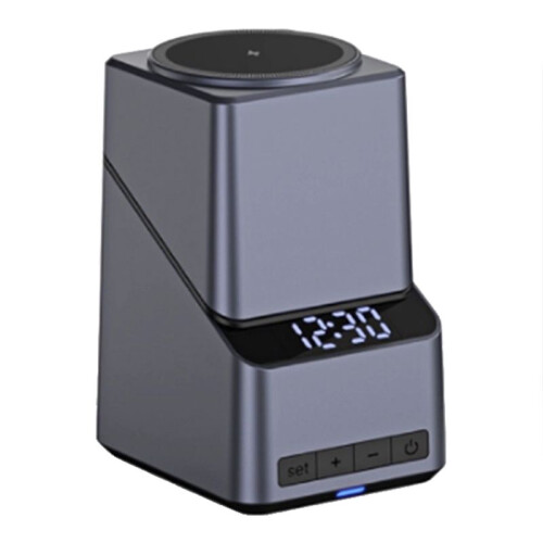 4-in-1 Electric Rotating Magnetic Wireless Charger with Clock, Auto-Spin Design