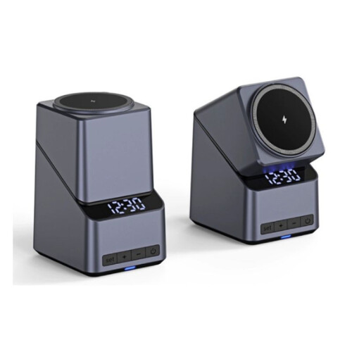 4-in-1 Electric Rotating Magnetic Wireless Charger with Clock, Auto-Spin Design 2
