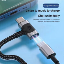Adattatore Audio 2 In 1 da USB C A Jack da 3,5 mm, Cavo di Ricarica Rapida PD, Adattatore Convertitore per Cuffie di Tipo C, Nero