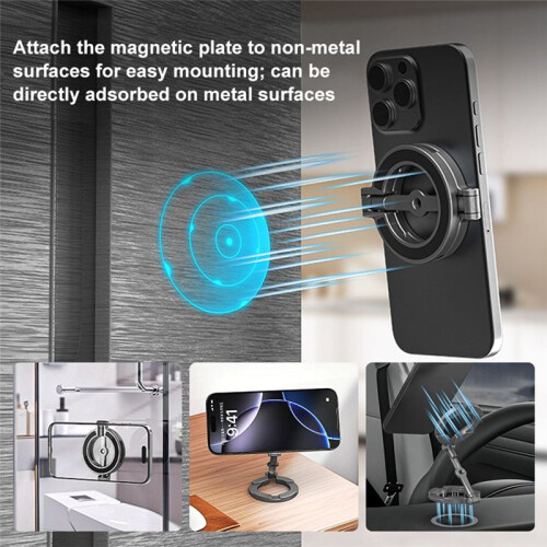 PULUZ Supporto Magnetico Doppio per Telefono con  per  per , Auto, Palestra, Specchio