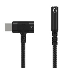 2-i-1 USB C Till 3,5 mm Ljudadapter PD Snabbladdningskabel Typ C Hörlursadapter Konverter Svart
