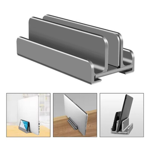 Supporto per Laptop In Lega di Alluminio con Tre Slot, Supporto per Notebook In Silicone, Supporto per Computer, Tablet e Telefono 2