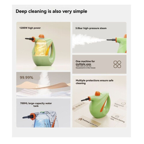 Handheld Steam Cleaner High Pressure Multi-Purpose Portable Steamer for Deep Cleaning Various Surfaces Home Use EU PLUG 2