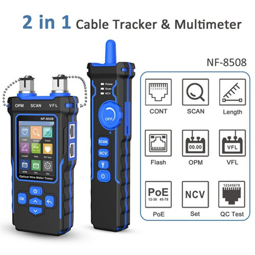 NF-8508 Cable Tracker LAN Optical Power Meter Tester LCD Display Measure Length Wiremap Network Cable Tester 10mw 1